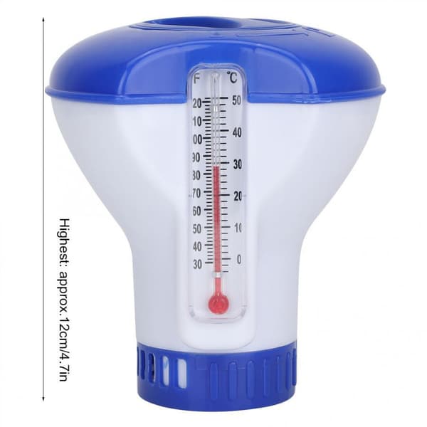 Klordispenser for svømmebasseng med termometer, automatisk flyter