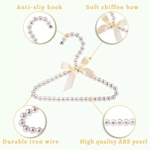 2 stk kleshenger med sløyfe, sklisikker ABS, barn, imitert perlestativ for