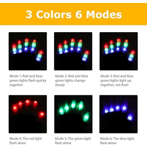 LED-handskar för barn Glödande handskar för barn - Amazing Colorful Fl