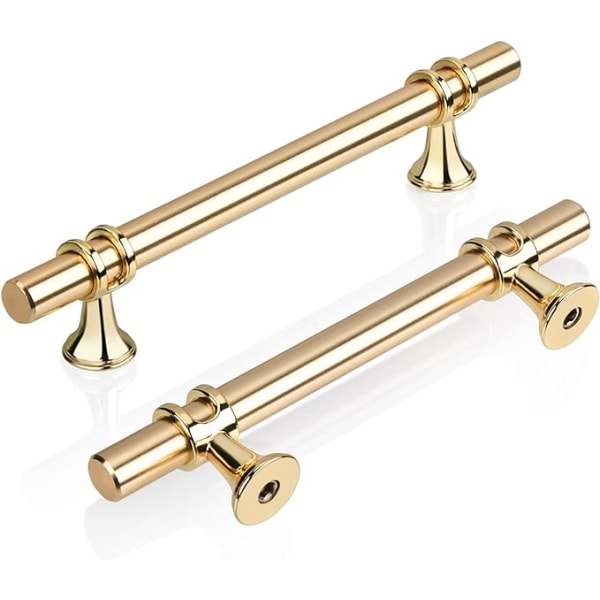 Set med 2 Guld T Köksskåpshandtag 96mm, Modern Elegant Gold