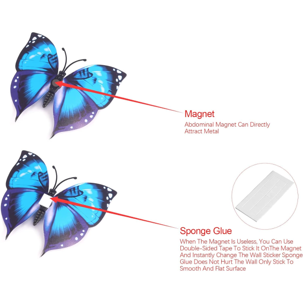 12 blå sommerfugle dekorativt papir til hjem og værelse dekoration,