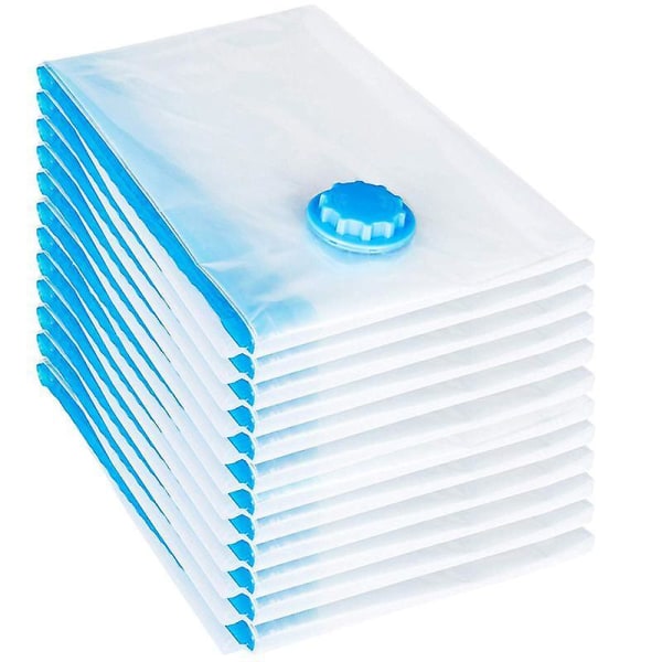 Pakke med 12 vakuumposer, 60 x 40 cm opbevaringspose vakuumpose (blå)