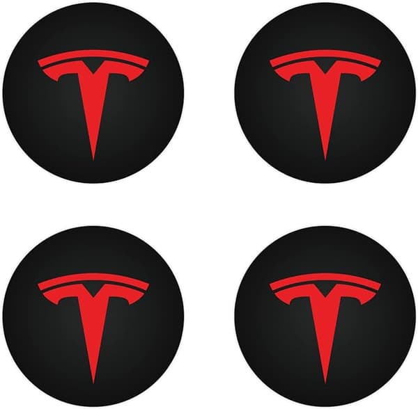 4 stycken (Röd/Matt Svart) Centerkåpa för KAVANIC Tesla Model Y Model 3 Navkapselmodifiering