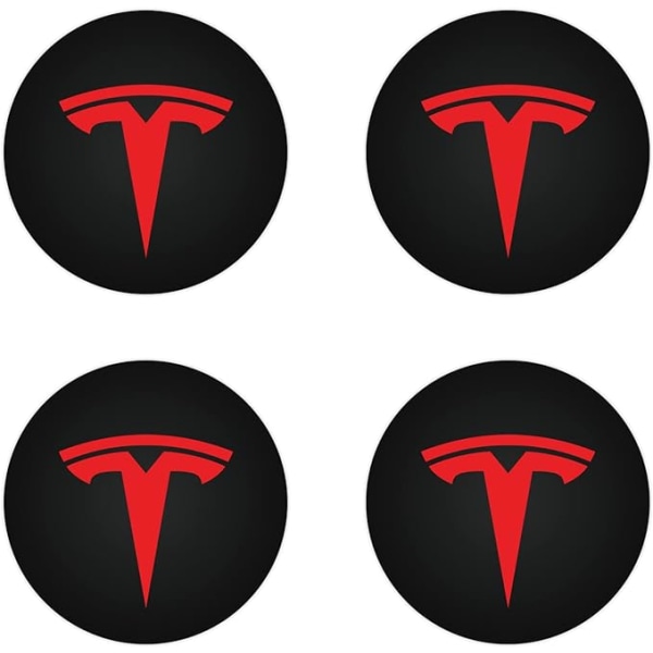 4 stycken (röd/mattsvart) cap för KAVANIC Tesla Model Y Model 3 Modifiering av navkapsel