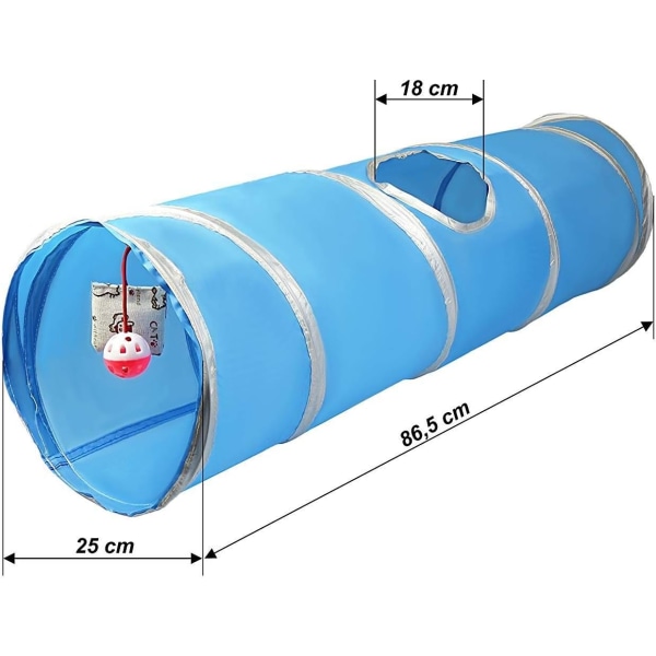 Kattetunnel med legetøj - Legetunnel til smådyr - Sammenfoldelig -