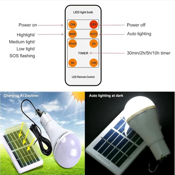LED Solcells Campinglampa, 7W Bls-60-20Rc