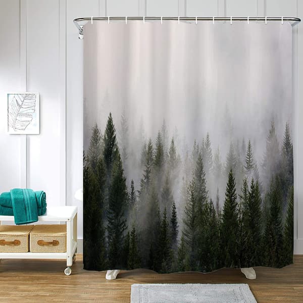 1 Stykke Misty Forest Bruseforhæng, Badeværelse Mist Drømmende Magic T