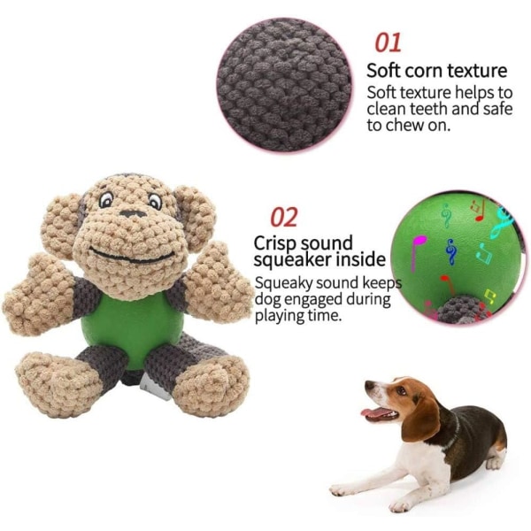 Pipande hundleksaker för valp med gummibollskropp för små hundar