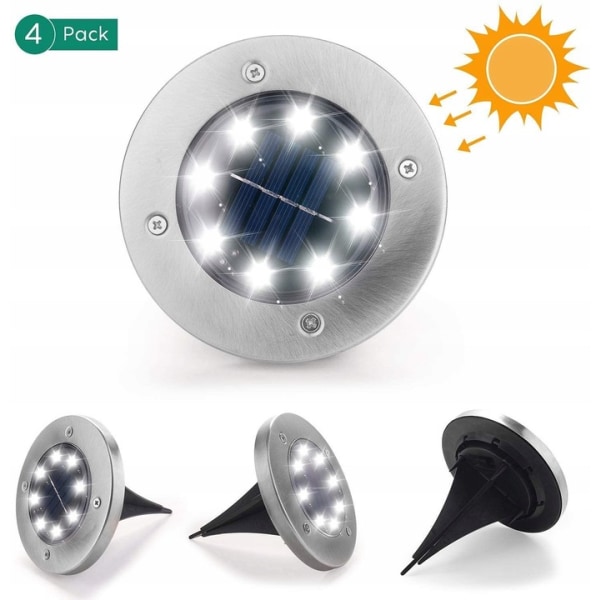 Solar lys udendørs belysning 8LED underjordisk lys 4 stk w