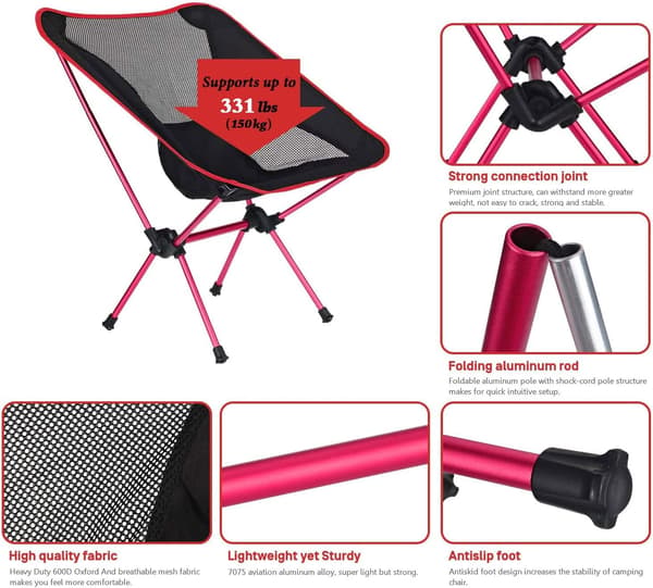 Kompakt Foldbar Campingstol - Lille Ultra Let Foldbar