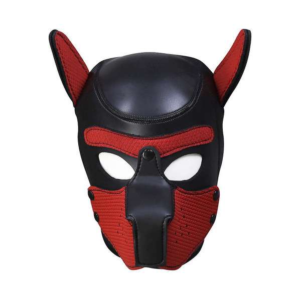 Roolileikki punainen koiranaamio Roolileikki koko pää maskin kanssa (musta punainen)