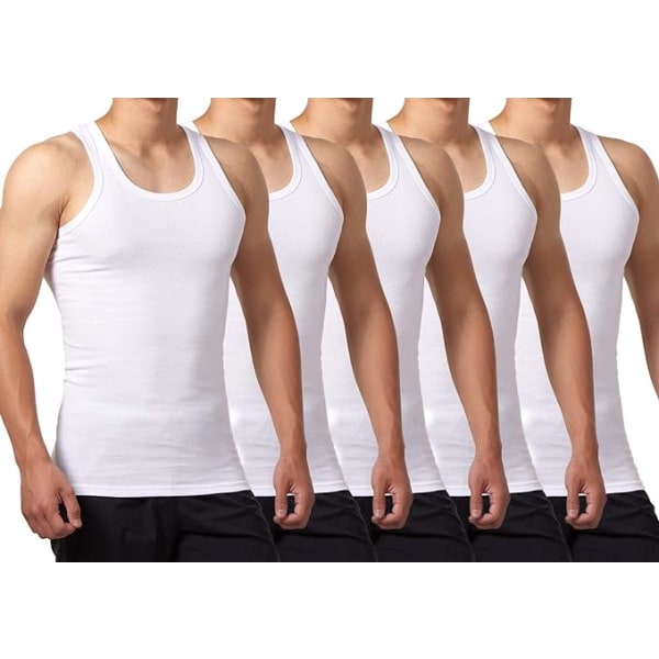 5-pak tanktop til mænd 100 % bomuld tanktop lingeri (hvid*5)-XX