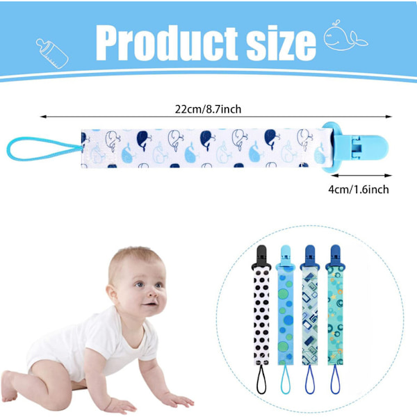 10-pack napphållare pojkar baby napphållare dragkedja set nappkedjeklämmor lämplig för alla nyfödda tandsprickning