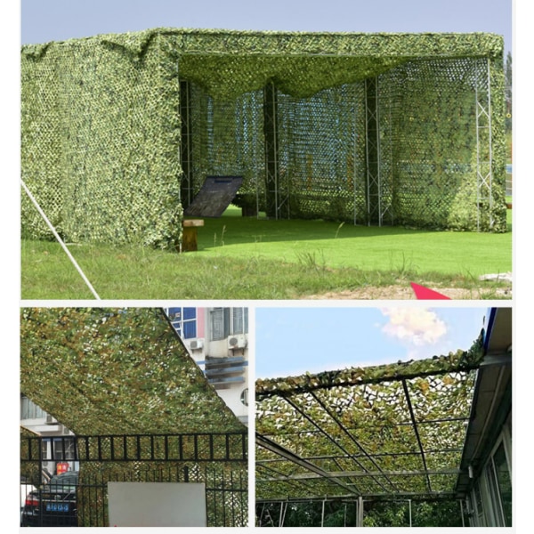 Rektangulær skyggemarkise i grøn camouflage-net, 4x5m, camouflage