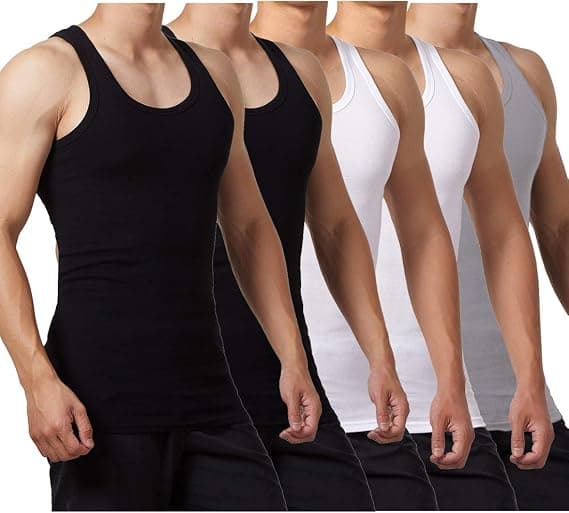5-pack Herrtanktoppar 100% Bomull Tanktop Lingerie (Svart*2+Vit