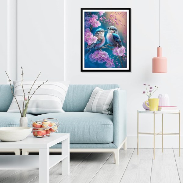 (30x40cm) 5D Diamantmålning Blomma och Fågel Full Diamantmålning