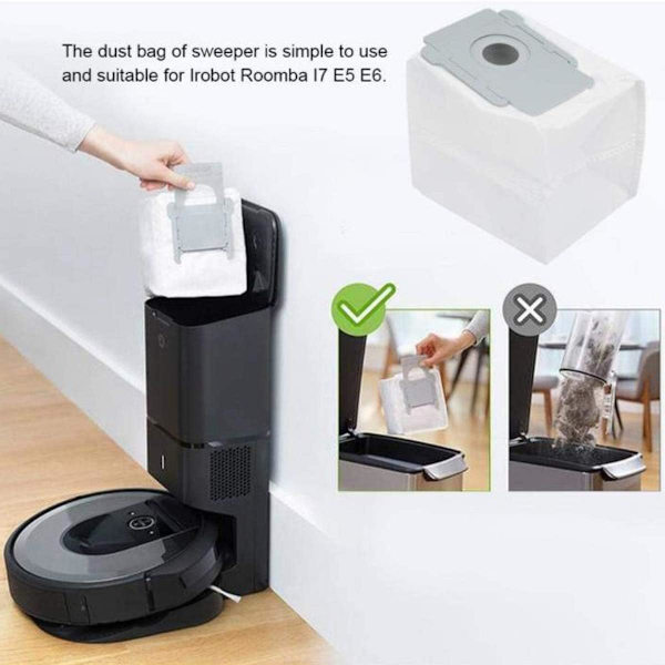 8-pack Engångspåsar Ersättningsdammpåse för iRobot Roomba i7