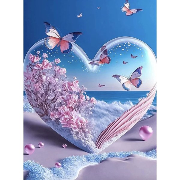 (Beach Butterfly Heart 30x40cm) Diamond painting, 5D Diamond Pain