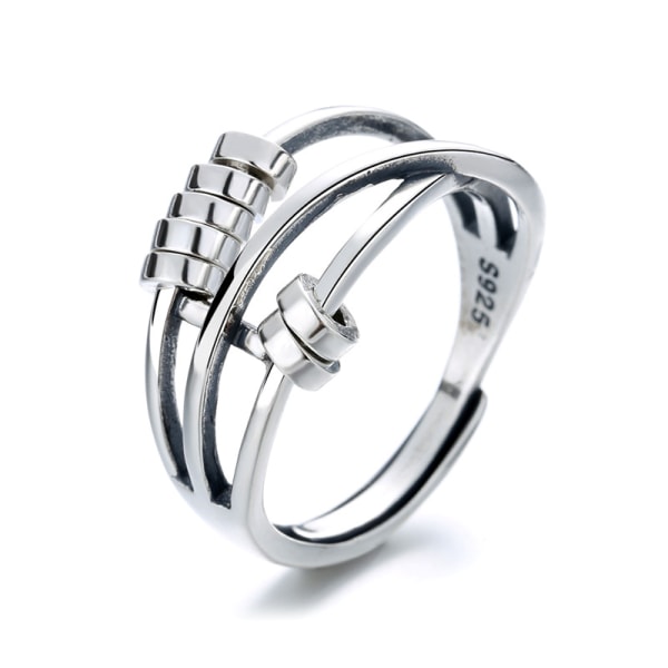 Ring S925 Sterling Silver Mode Temperament Tre Ringar för kvinnor