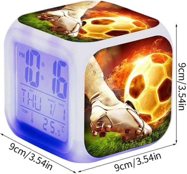 Digital Fotboll Väckarklocka med LED-Display - 1#, Smart Square