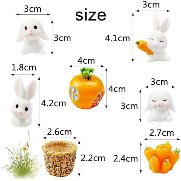 7 st Resin Kaninfigurer Kaningårdsprydnader Snygga Kaniner