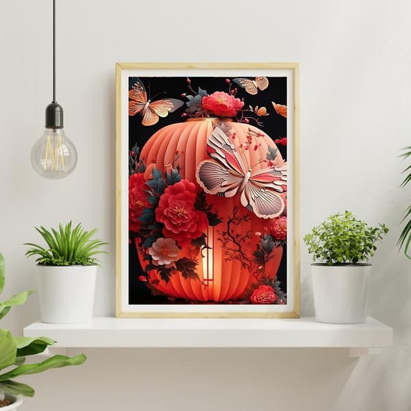 Blomster og Sommerfugle Diamantmaleri til Voksne 30x40cm, 5D L