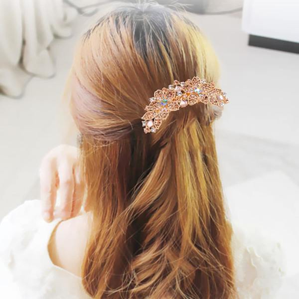 (Champagne) Rhinestone-inlagd blomkam hårkam hårnål accessoarer, sju-tandad kam, även en perfekt mors dag-present