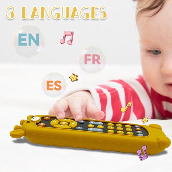 (Giraff) Mjuk silikon musikalisk bitring leksak för småbarn, bebisar, pojkar, flickor, 6-12 månader baby fjärrkontroll form Te
