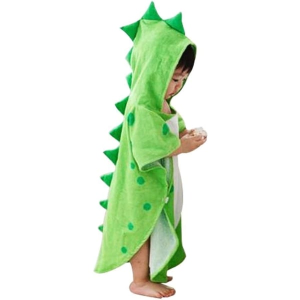 Badehåndklæde til børn – grønt, babyhåndklæde med dinosaur-hætte, bomuld