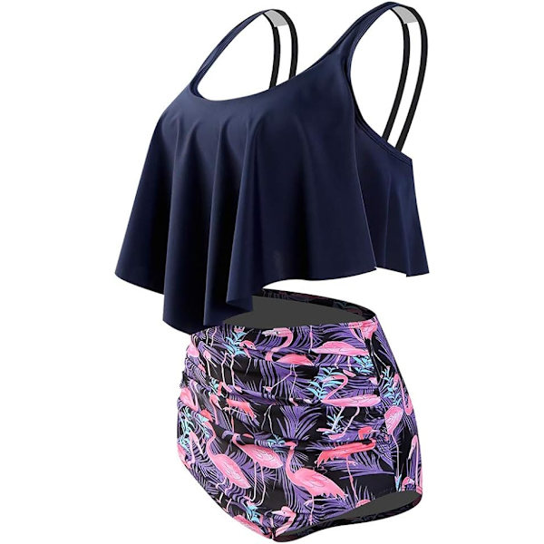 Damernas Högmidjade Söta Rygglösa Bikinis Badkläder Tvådelade Set