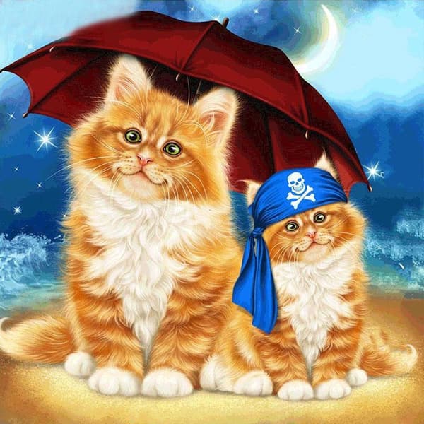 30 x 40 cm, Katten Diamantmaling Diamantbroderi Maleri