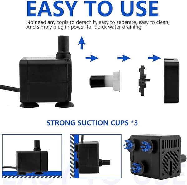 1 st Mini USB-driven undervattensvattenpump (DC 5W 70L/H) Justerbar Ult