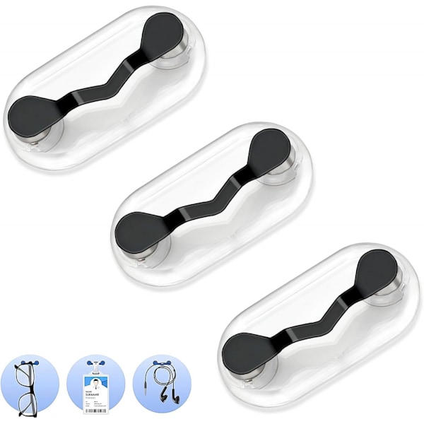 3 stk. Sort Magnet Brilleholder Magnetisk Brille Nål Solbrilleholder Broche Magnetisk Brilleklips ID Badge
