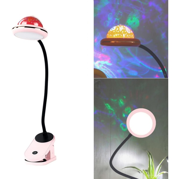 LED Clip-On-lampe til børn, Pink, USB-genopladelig læselampe med