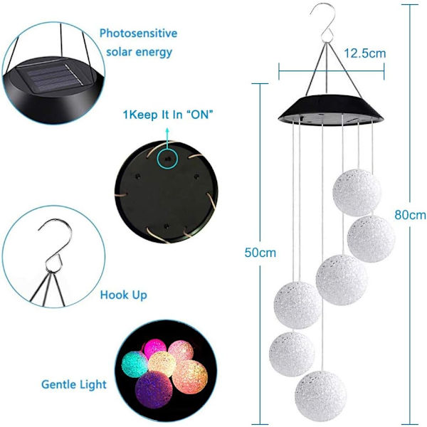 LED Solcells-Vindspellampa, Fjärilsvindspel Ljus Färgbyte