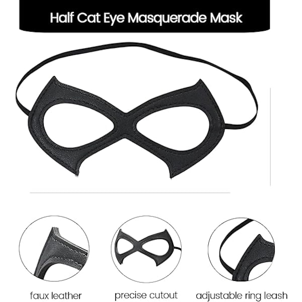 3 kpl Catwoman-naamioita, naamiaisnaamio kissanaamio musta Catwoman-asu puolinaamio kissa pentu nahkanaamio naisille tytöille cosplay-naamio h