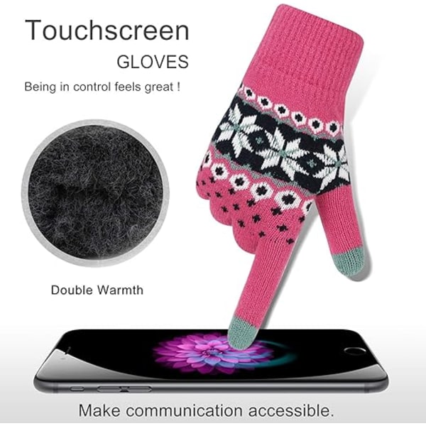 Vinter Touch Screen-handsker med varmt blødt for, elastiske manchetter f