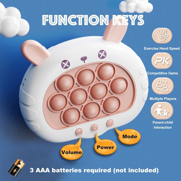 （Kanin）Snabb tryck bubblor Pop Fidget Toy It Game, Snabb tryck Ljus upp Pop Interaktiv Sens