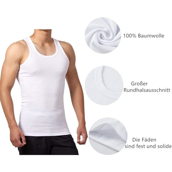 5-pack Tanktoppar för Män 100% Bomull Tanktop Lingerie (Svart*2+Vit*2+Grå*1)