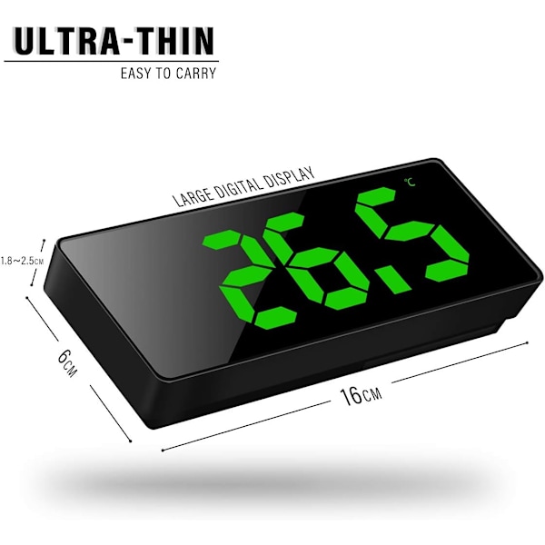 6,7\" LED-spegel Digital Klocka Sängbord Väckarklocka Morgon, Röst