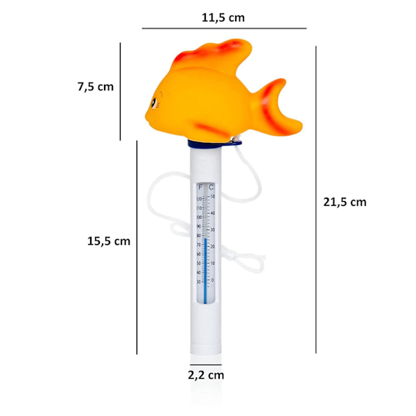 Pooltermometer, flytande pooltermometer, guldfisk