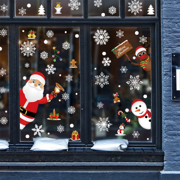Jul fönsterdekoration klistermärken, 104st PVC Dubbelsidig Win