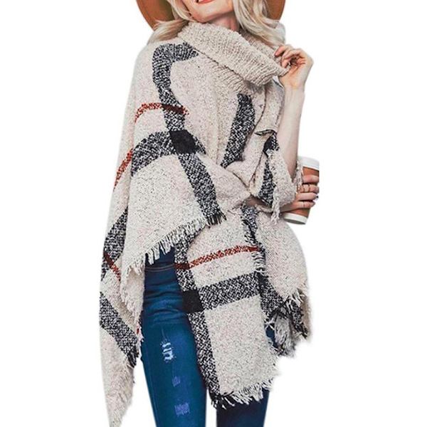 Poncho til kvinder, vinter, høj hals, elegant (1-delt)