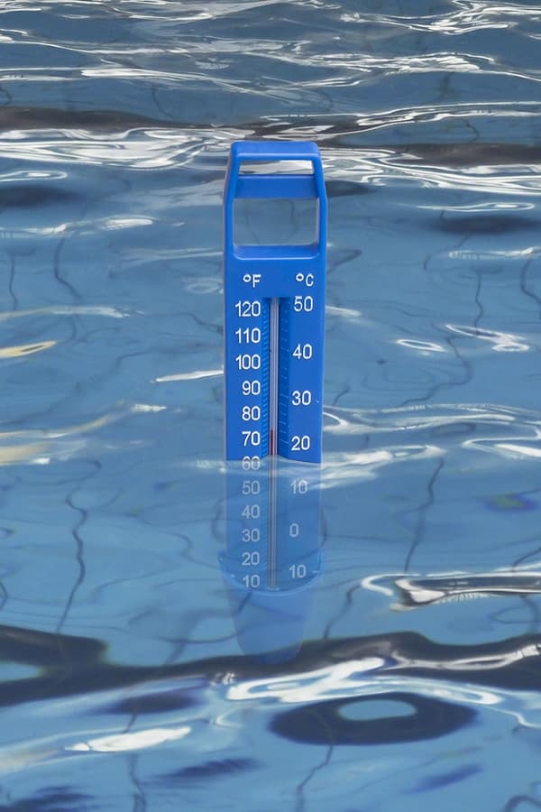 Stor pooltermometer med reb, indbygget lomme og splinterfri
