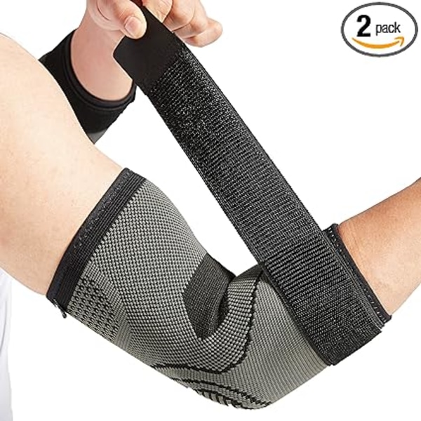 2-pack armbågskydd med rem och kompressionseffekt för tendinit
