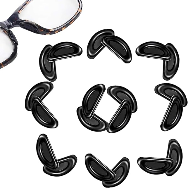 10 Par (Svart) Halksäkra Silikon Näsdynor för Glasögon, Självhäftande Näsdynor för Glasögon, Självhäftande Näsdynor för Glasögon Solglasögon