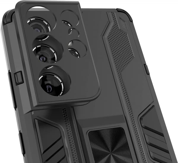 Telefoncover til Samsung S22 (Sort) med Støttefod og Magnetisk Bilholder