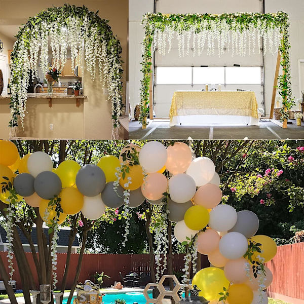 12 st Vit Konstgjorda Blommor Konstgjorda Wisteria Heminredning