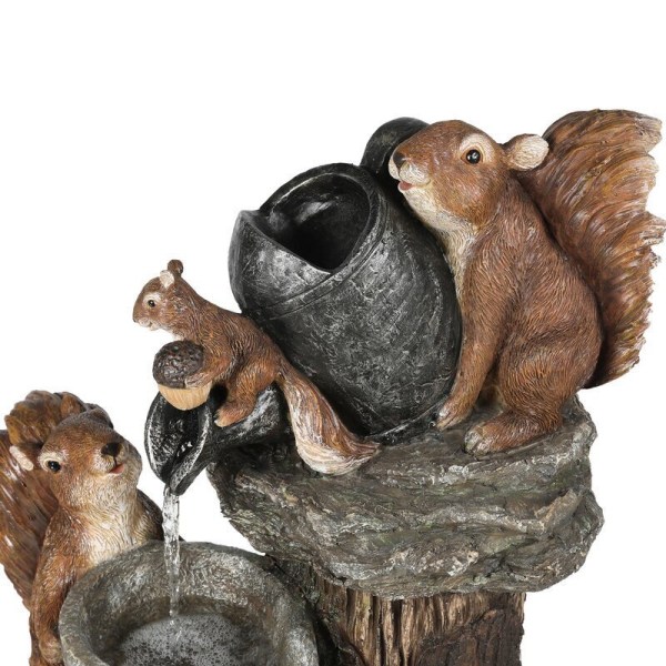 Solar Squirrel Fountain Resin Statue, Pressure Water Sculpture fo