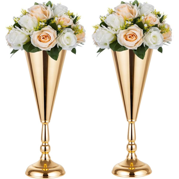 (35,5 cm) 2 stk. Borddekorasjon Midtstykker, Metall Bryllupsblomster Liten Gullvase, Julejubileum Bursdagsfest Ho